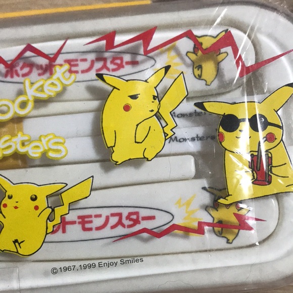 1999 Pokemon Pocket Monster Pikachu Children's Utensil Set Fork-Spoon-Chopsticks - Picture 5 of 5